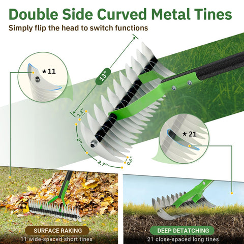 Heavy-duty steel construction of UIABOPZ Thatch Rake for durable dethatching