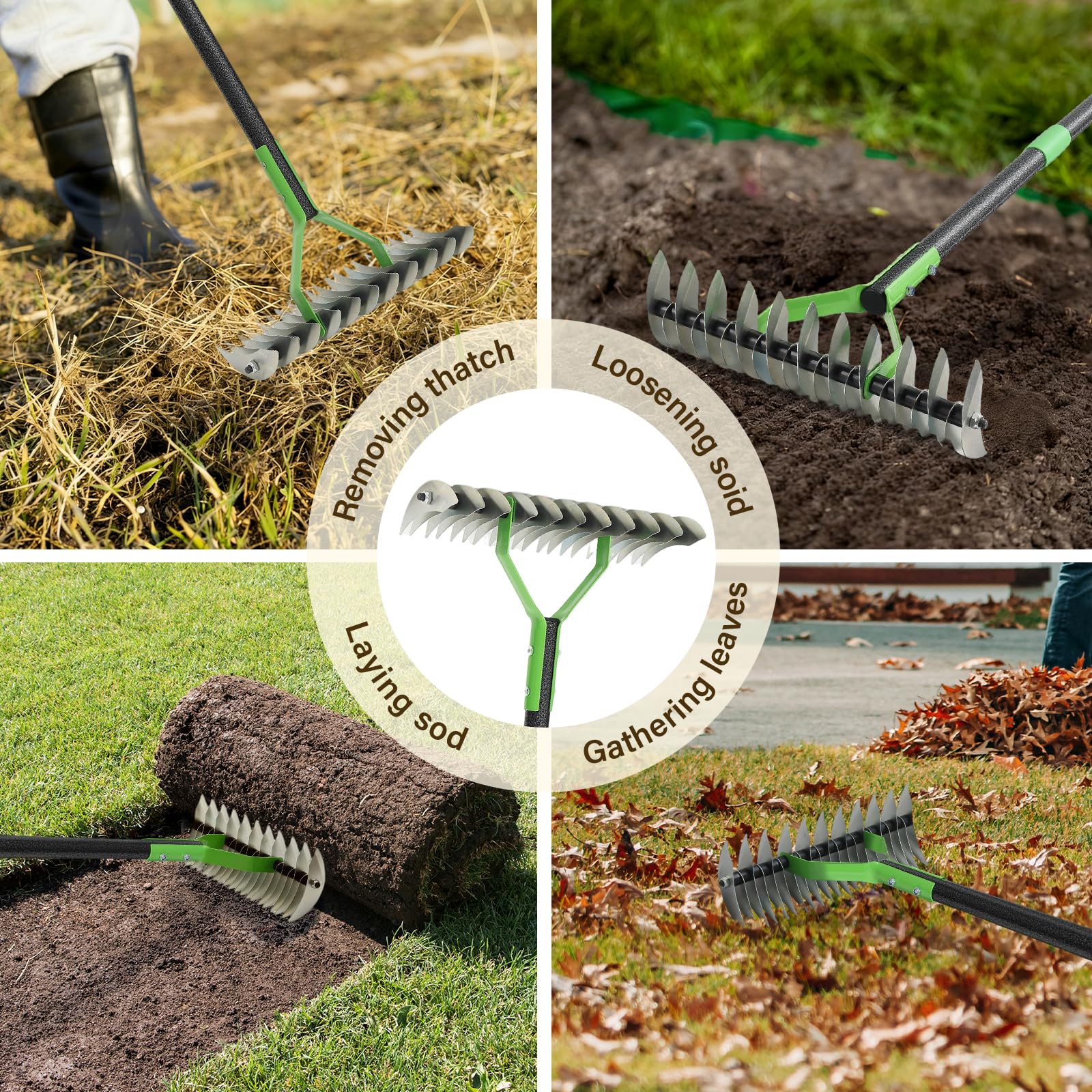 UIABOPZ Thatch Rake hanging hole enables space-saving storage after use