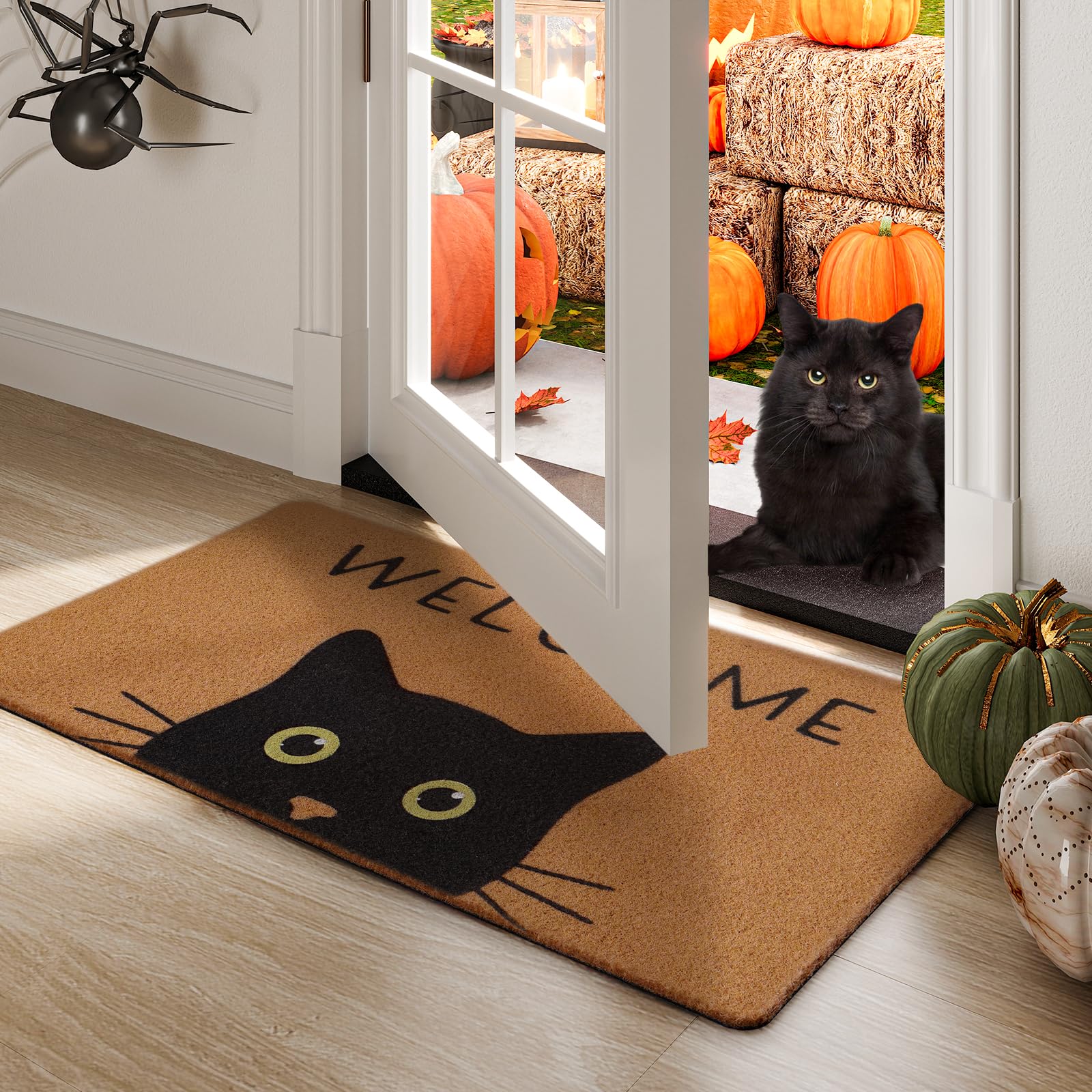 Close-up of the faux coir texture on the UINI mat for durability and easy cleaning.