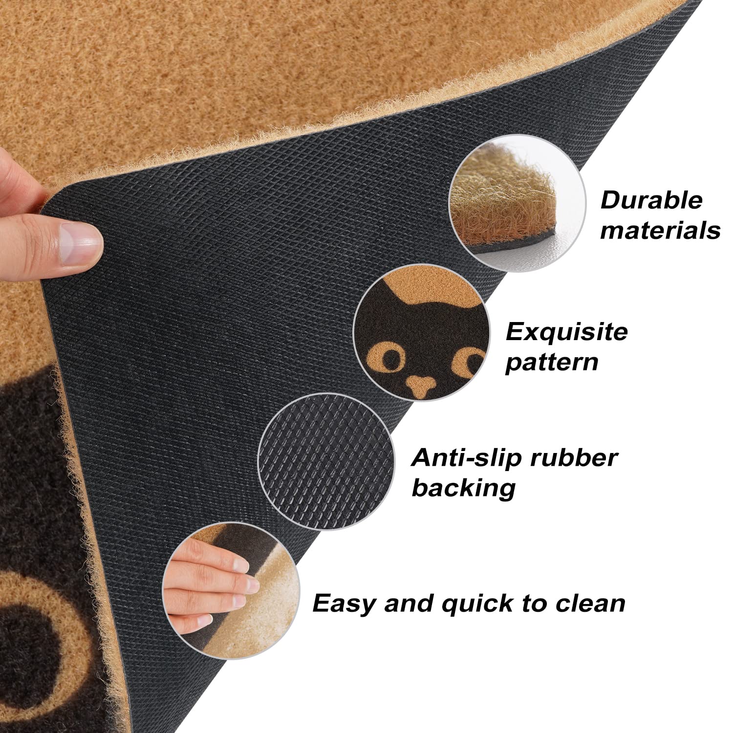 Durable faux coir surface of the UINI mat withstands weather and daily use.
