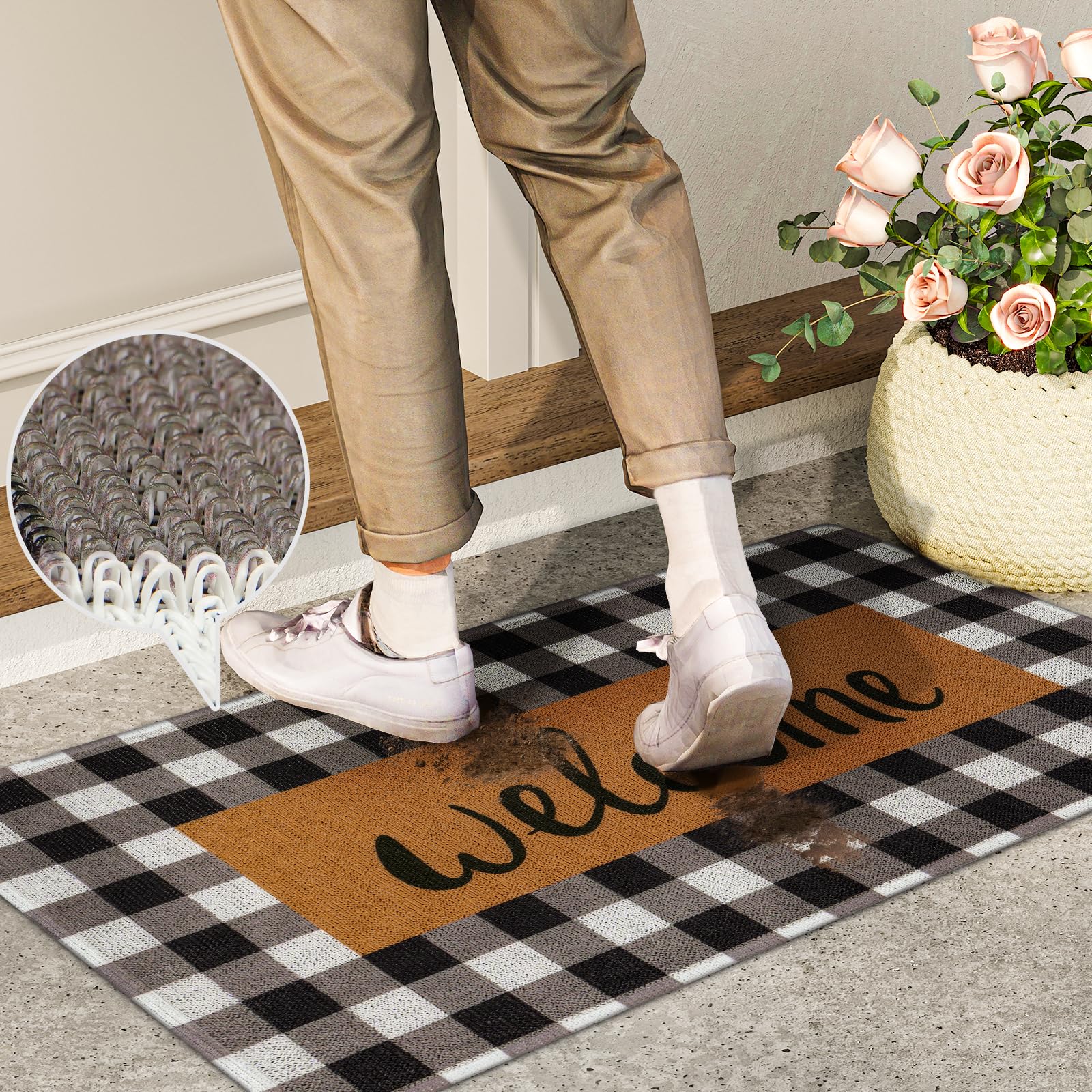 UINI welcome mat durable PVC construction for year-round use