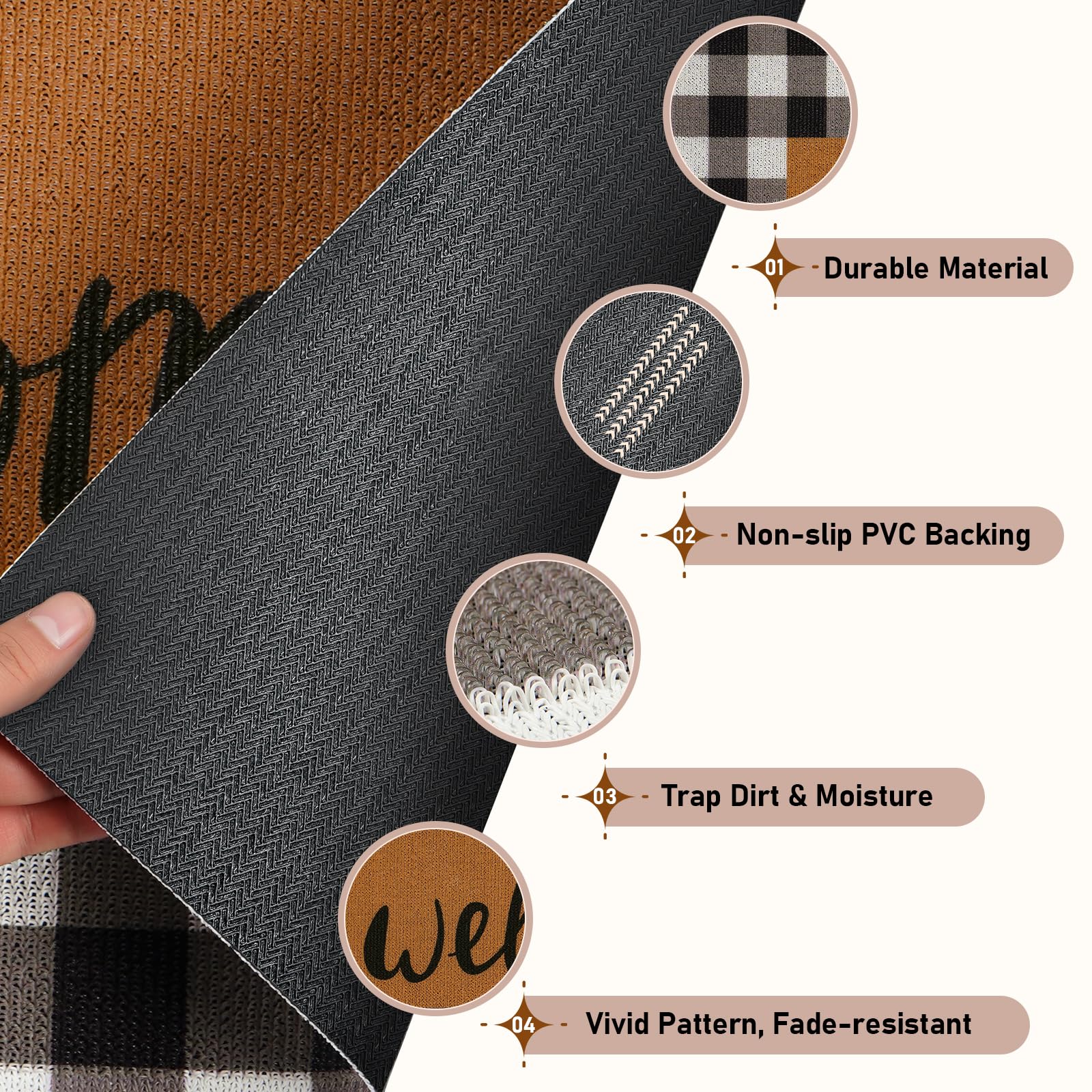 UINI welcome mat low-profile design slides under doors without snagging