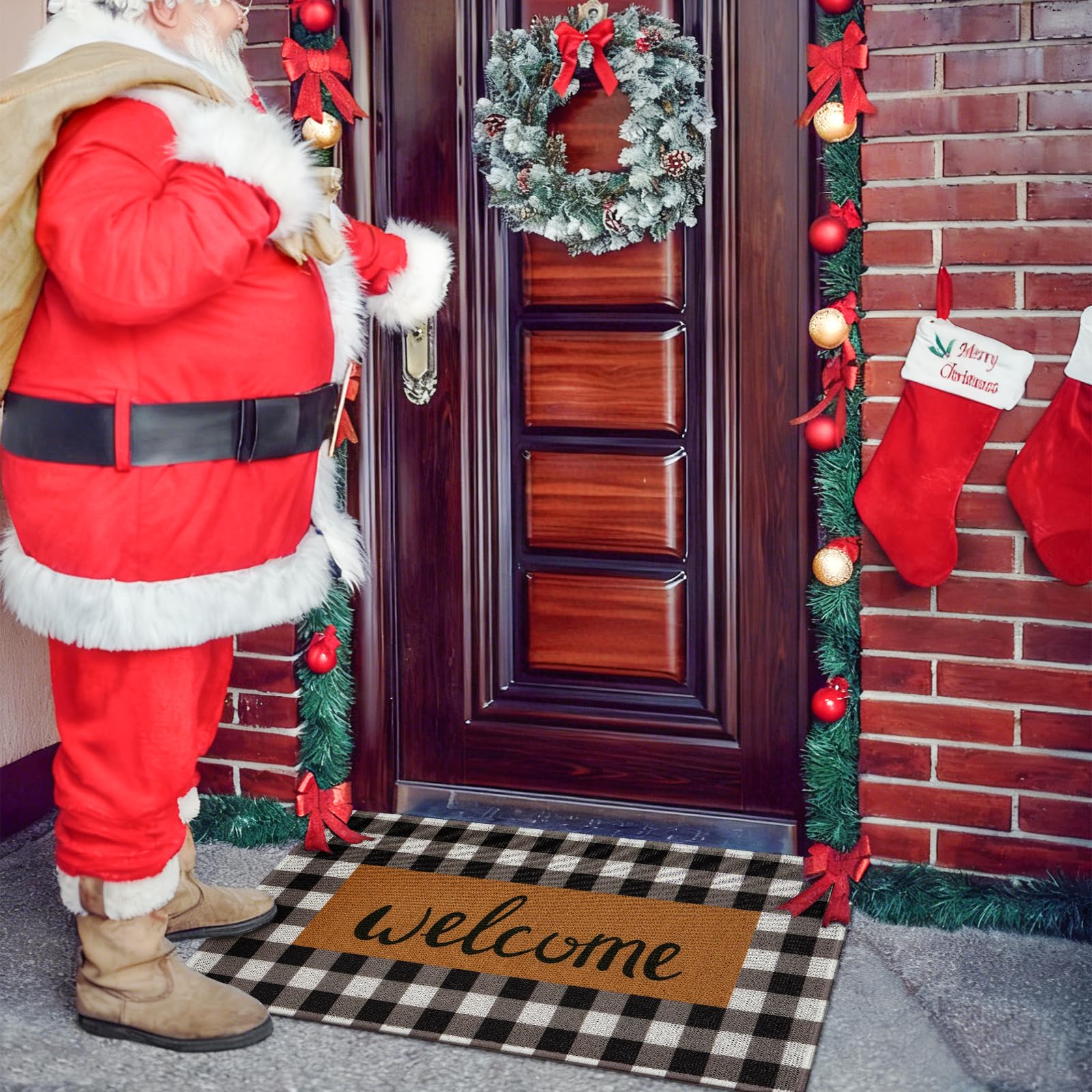 UINI welcome mat non-slip backing keeps it secure on dry surfaces