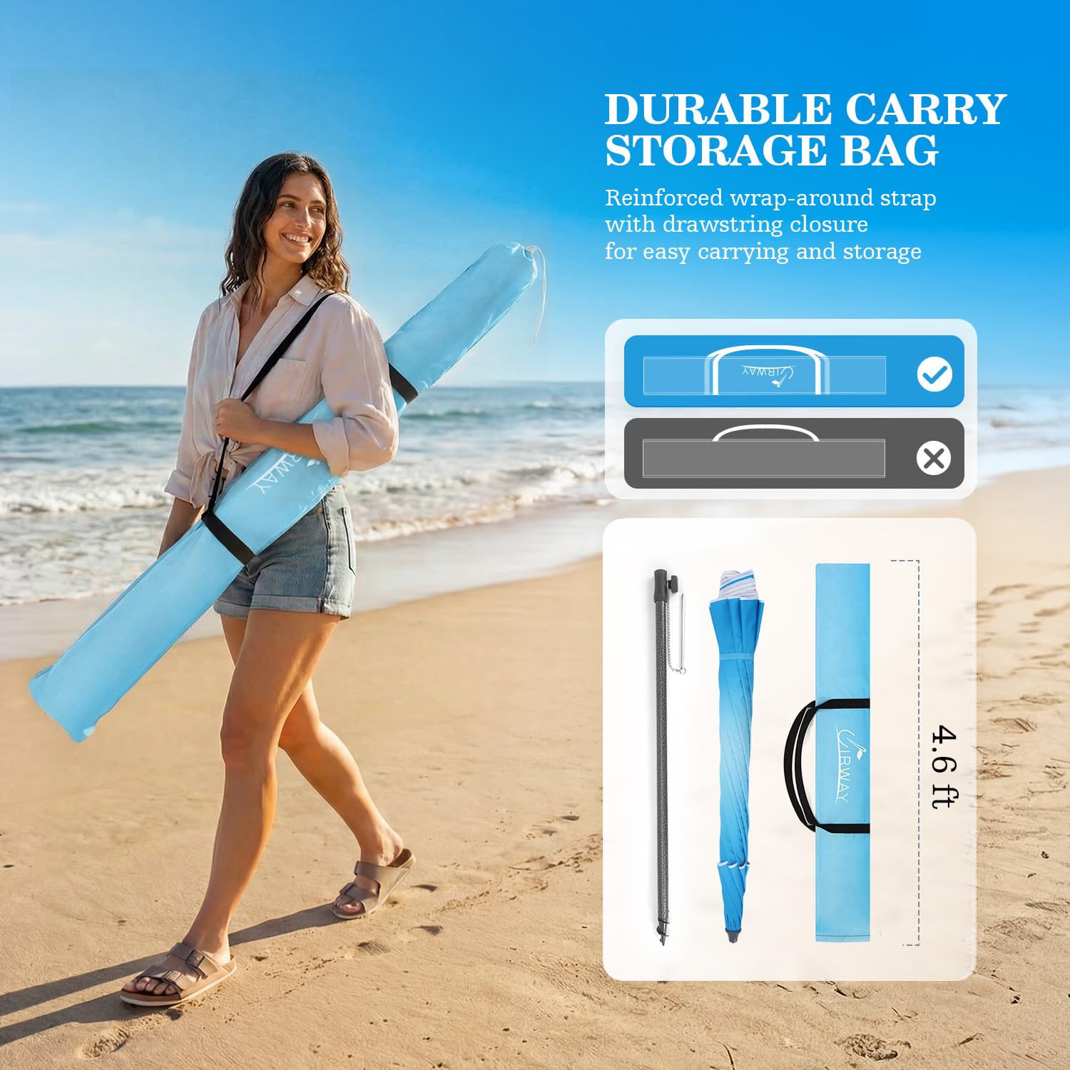 UIRWAY reinforced carry bag with dual straps makes transport easy.