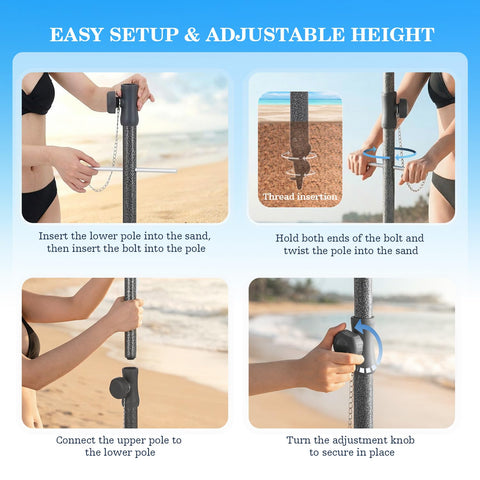 UIRWAY umbrella's eight fiberglass ribs provide sturdy support in gusty conditions.