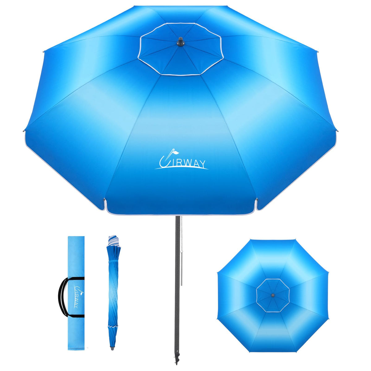 UIRWAY 8.5ft beach umbrella offers wide shade for sunny beach days.