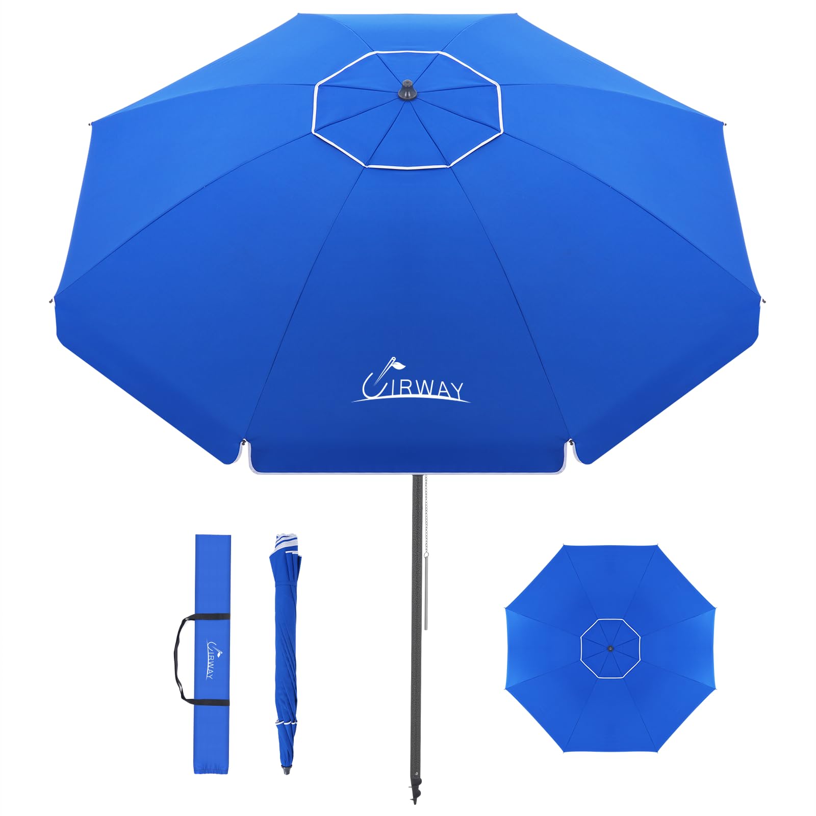 UIRWAY 8.5ft beach umbrella provides stable shade on windy beaches.