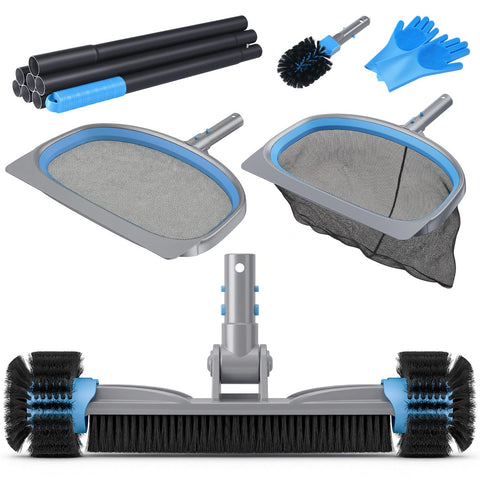 UIRWAY deluxe pool cleaning kit assembly showcases versatile, all-in-one cleaning for pools.
