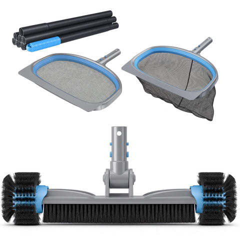 UIRWAY deluxe pool cleaning brush removing stains from pool walls