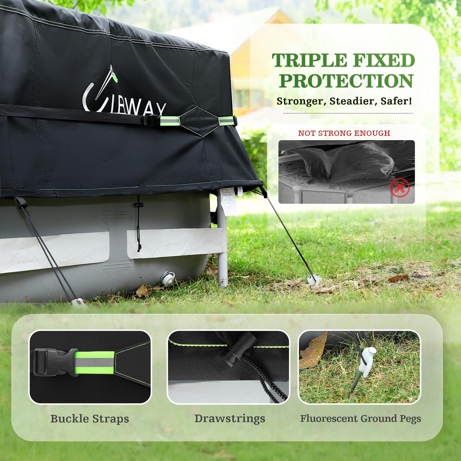 UIRWAY exclusive patent webbing provides easy and durable tightening without tearing.