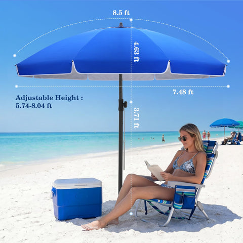 UIRWAY fiberglass ribs and steel pole provide a durable beach shade frame.