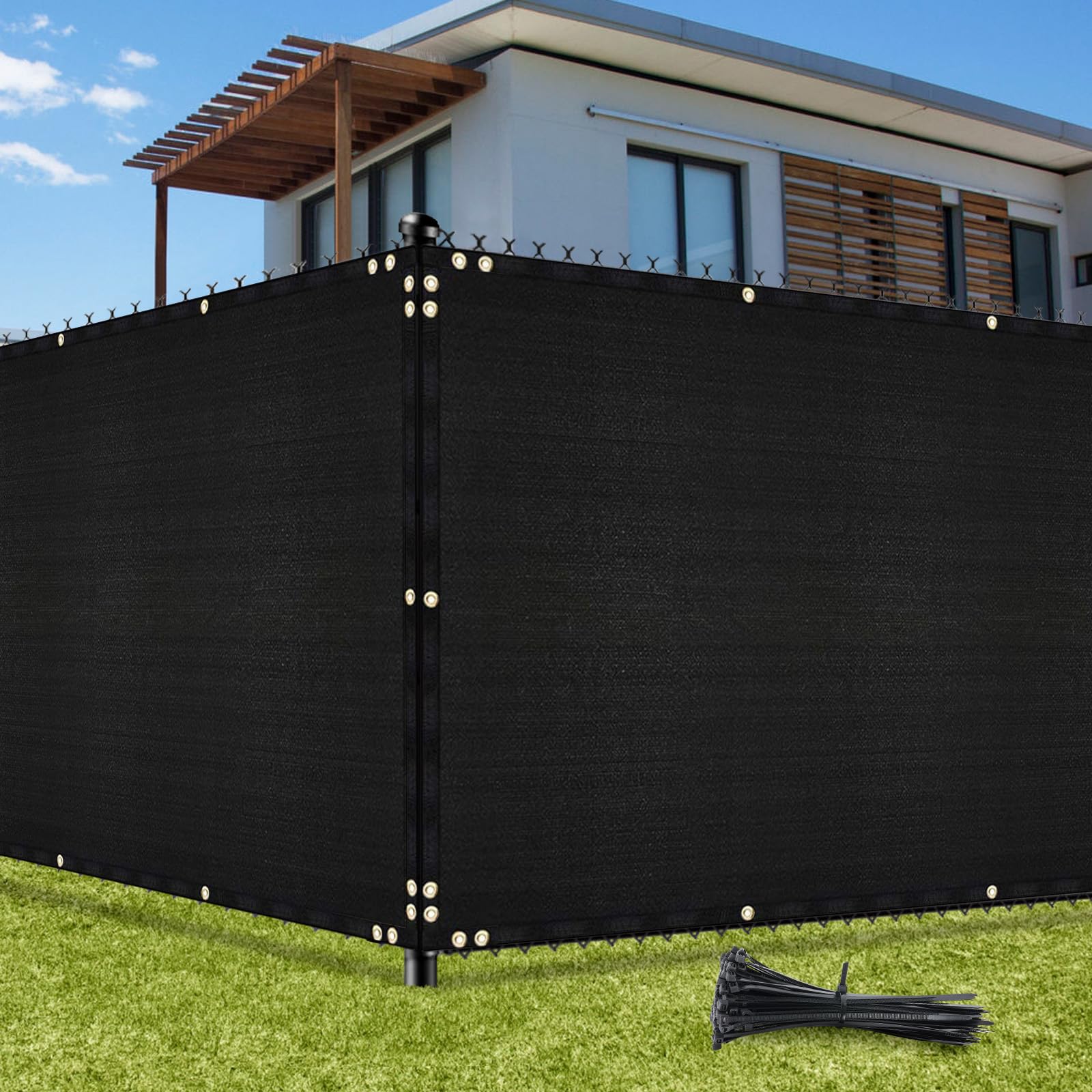 UIRWAY privacy screen 4ft x 50ft black for outdoor privacy and wind protection.