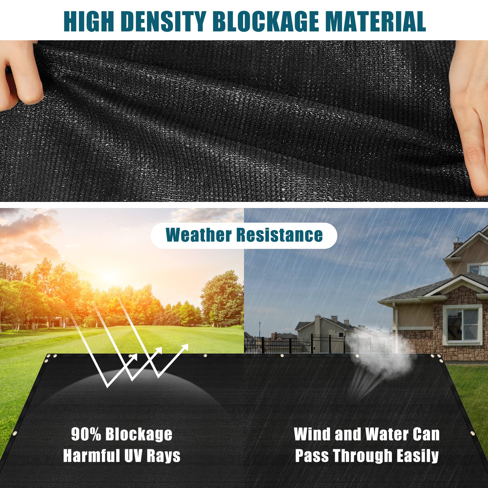 UIRWAY reinforced edge with triangular grommets for easy installation.