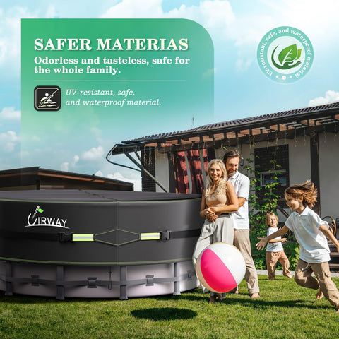 UIRWAY round pool cover with windproof ropes resisting lift