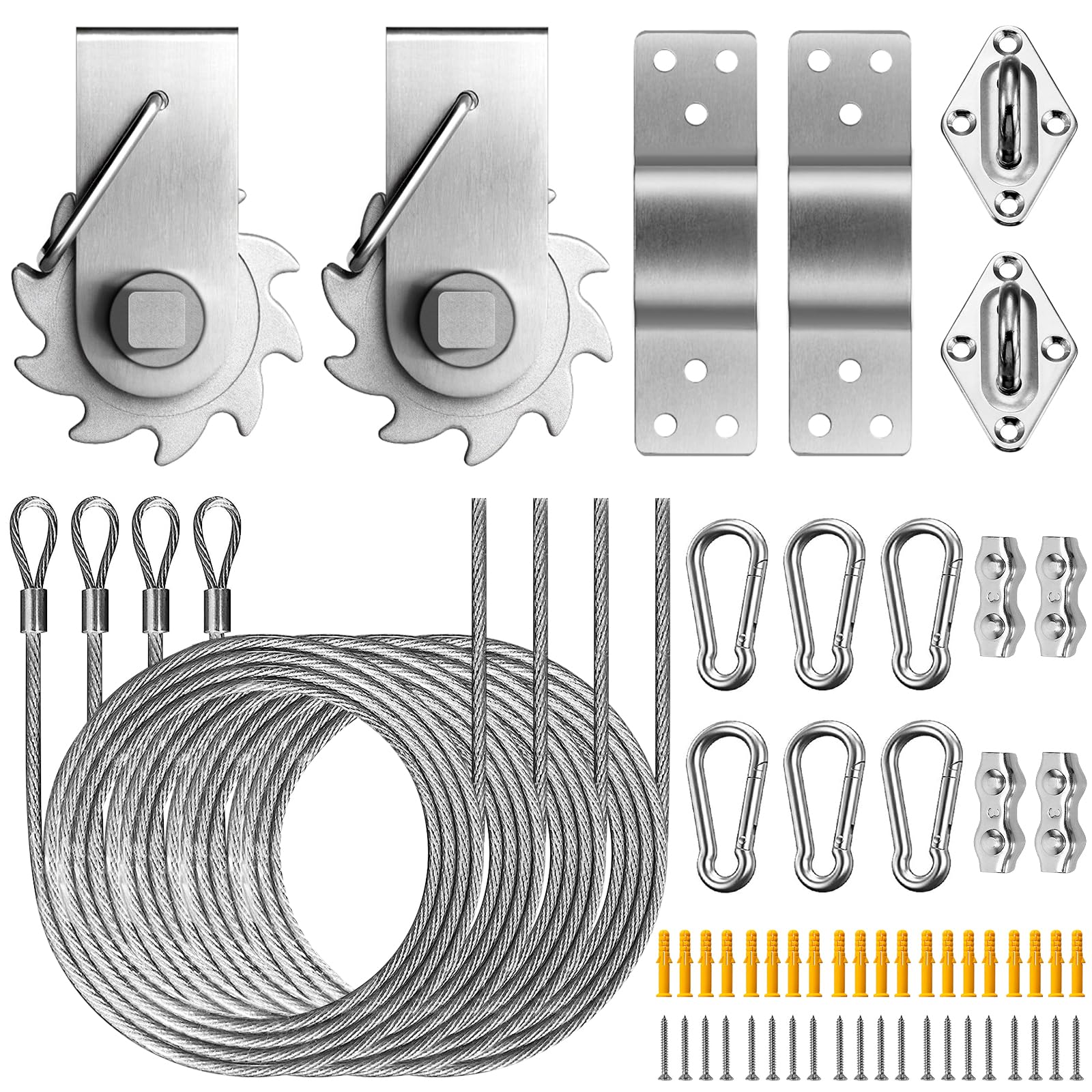 UIRWAY shade sail hardware kit box with complete components for quick outdoor setup.