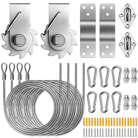 UIRWAY shade sail hardware kit box with complete components for quick outdoor setup.