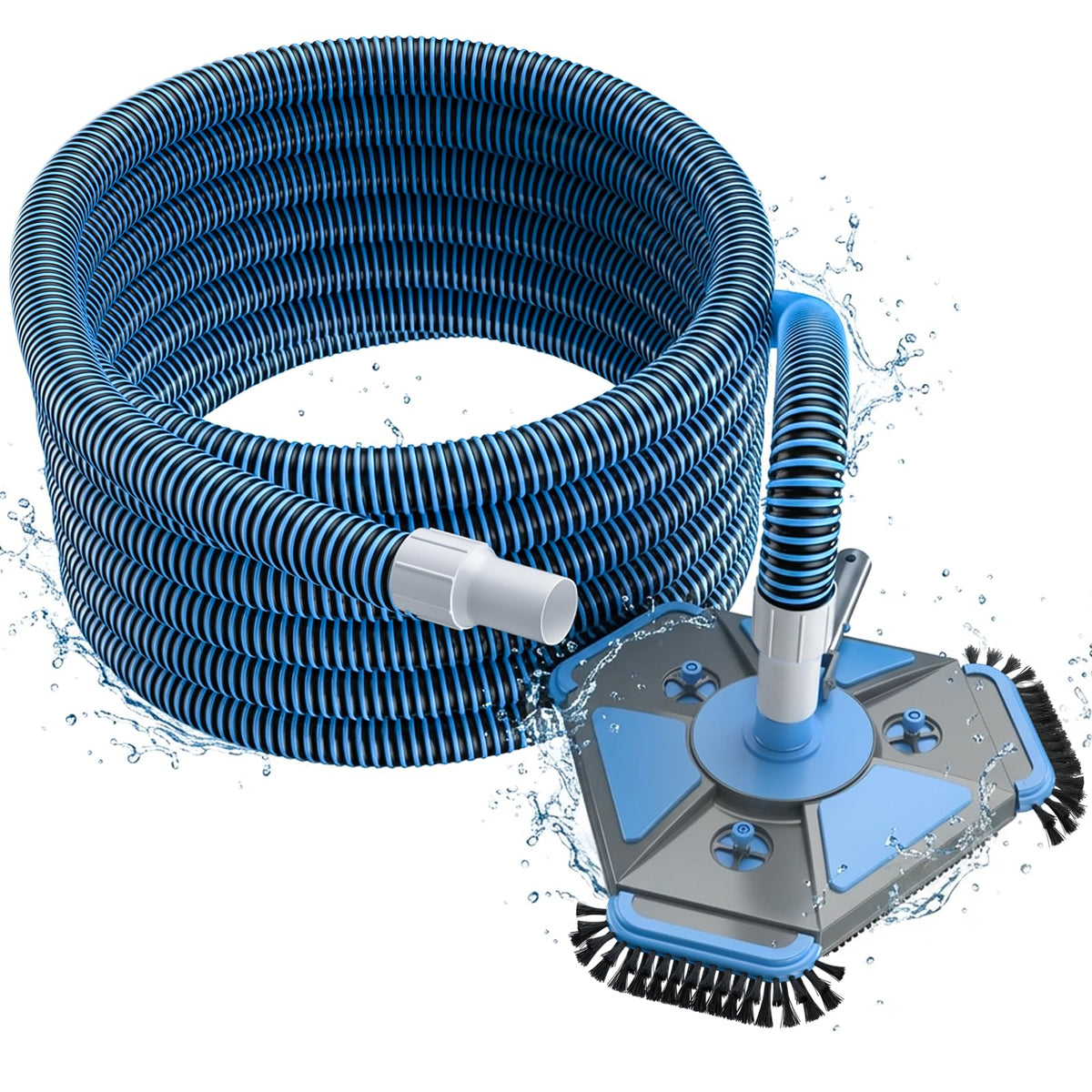 UIRWAY Upgrade pool vacuum head with side brush and 360-degree swivel for tight spaces.