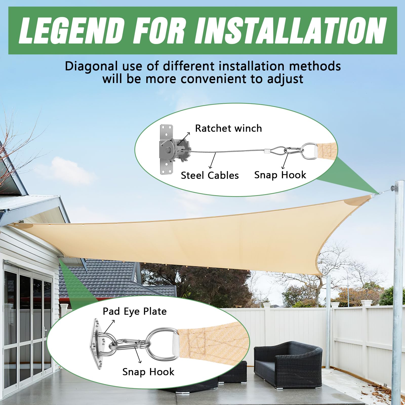 UIRWAY wall mount bracket ready to secure shade sails to any structure.