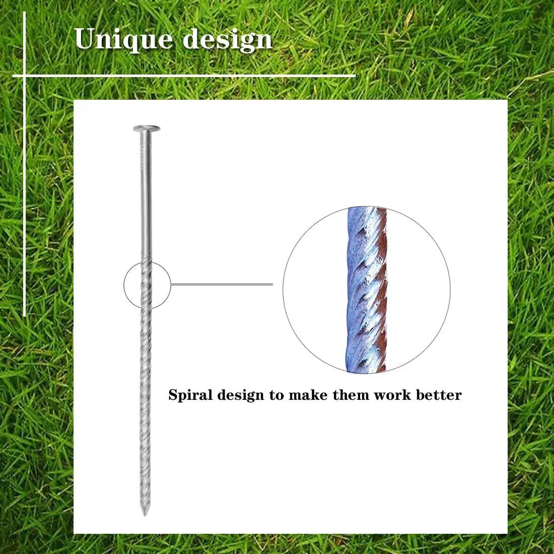 Uitose stainless steel spiral stake resists rust for long-lasting rug security