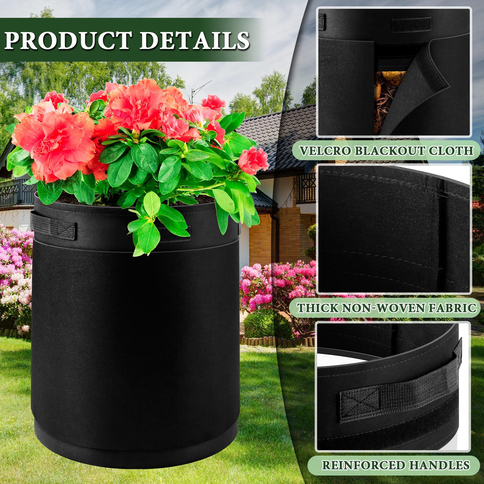 UJG 400g nonwoven fabric grow bags offering strength and breathability.