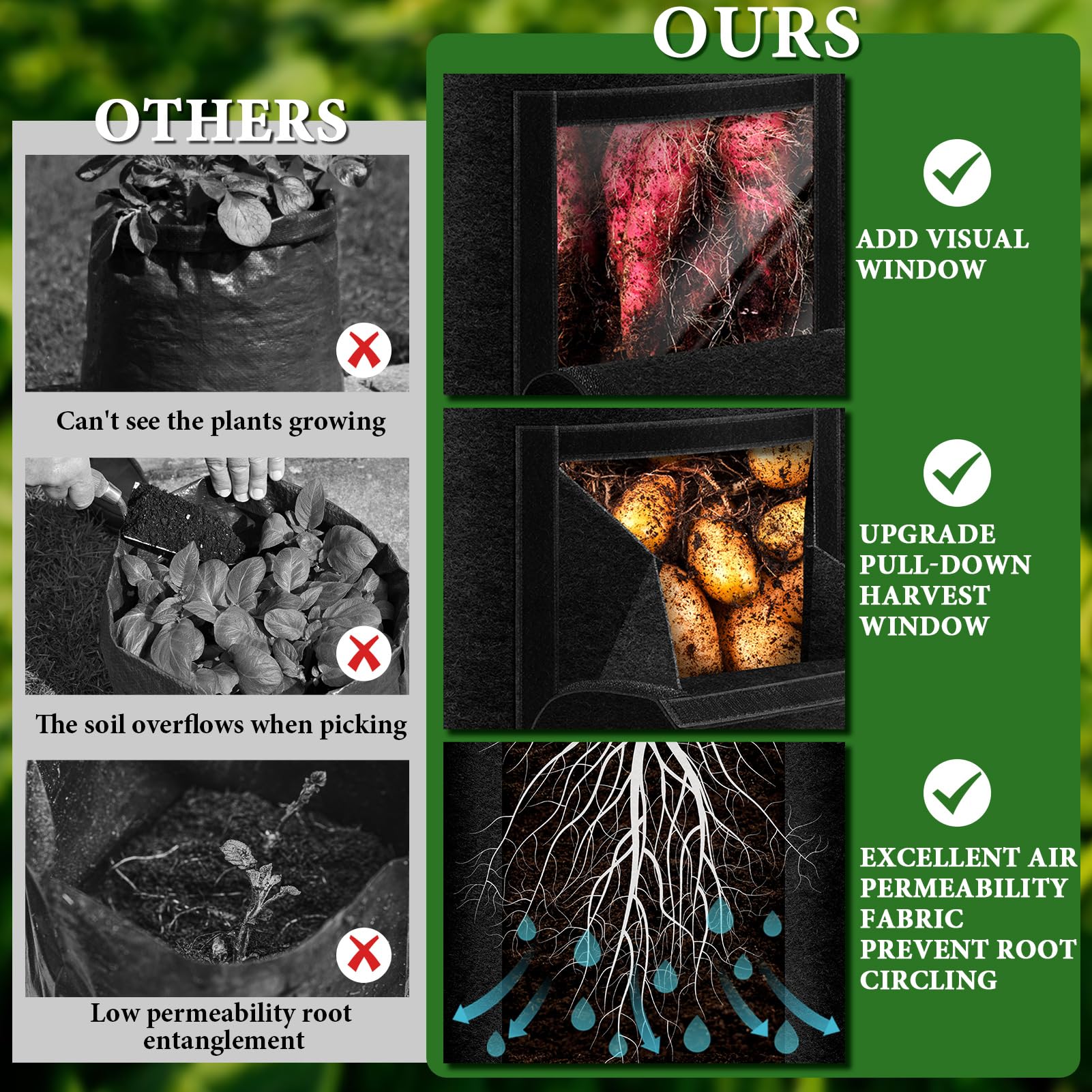 UJG reusable foldable garden bags designed for long-term use