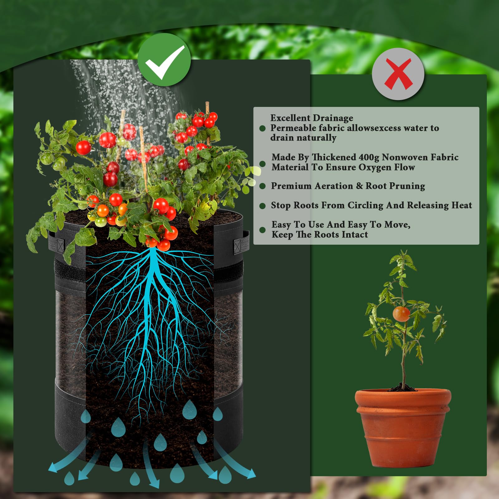 UJG grow bag with blackout cloth and velcro for light control.