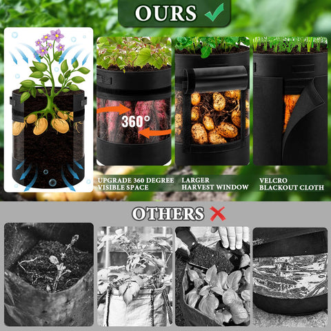 UJG grow bags with two handles for easy transport.