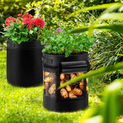 UJG 10-gallon grow bags suited for indoor or outdoor planting needs.