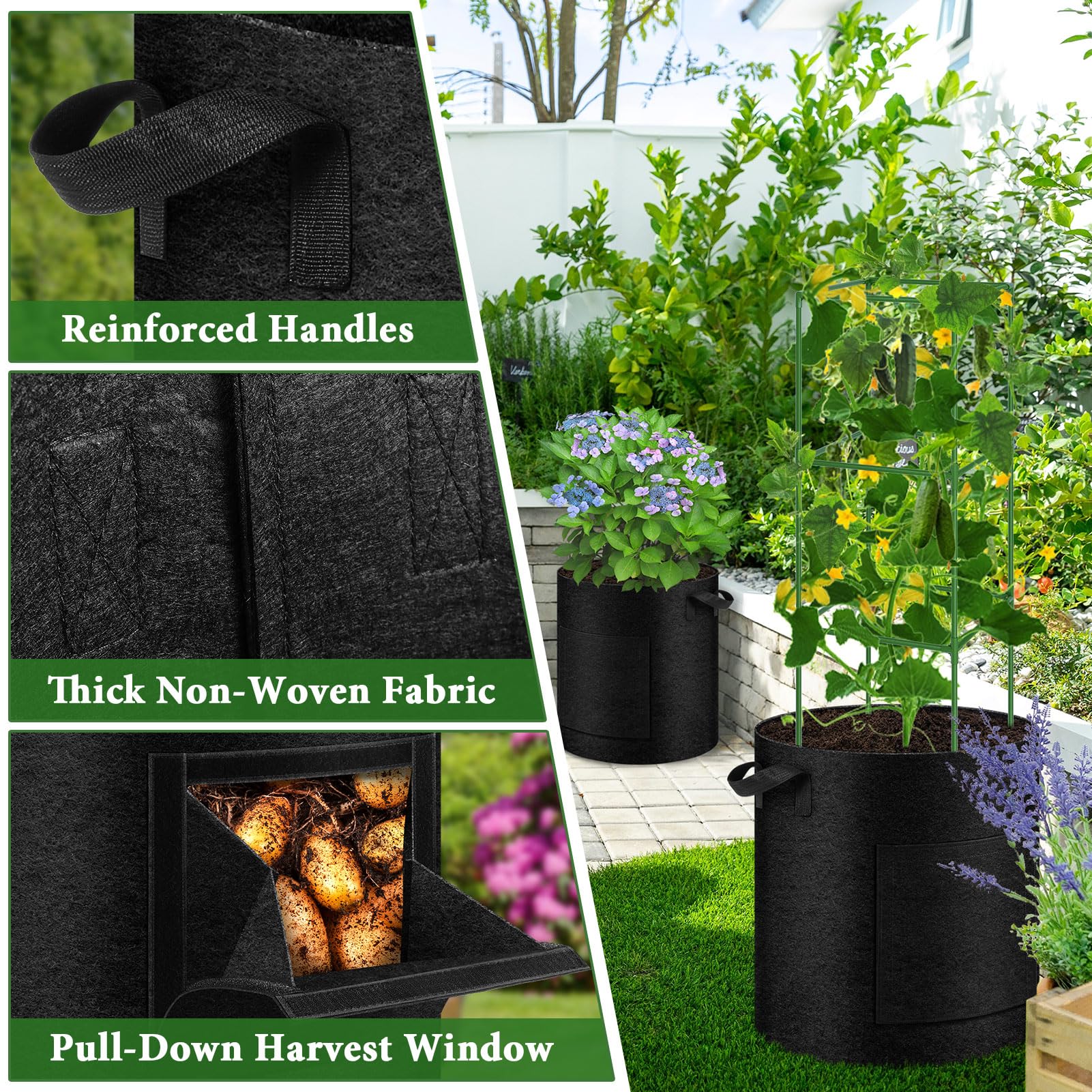 UJG bags feature two handles for easy relocation around the garden