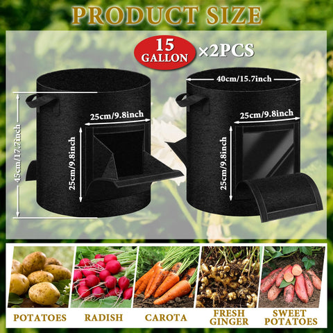 UJG grow bags show visible root space to observe plant growth safely
