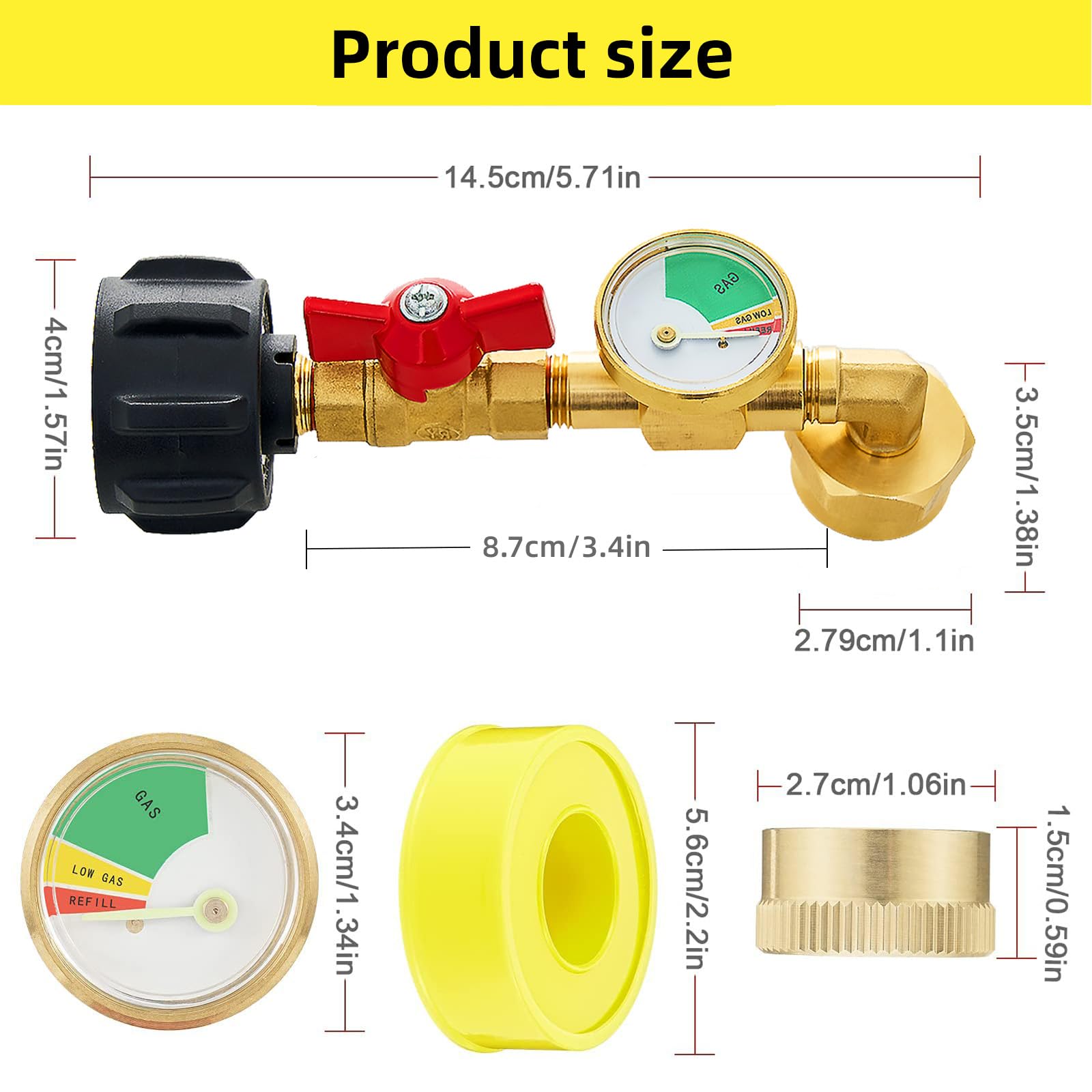 UJW adapter with three-color gauge helps monitor pressure and avoid under-filling.