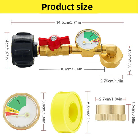 UJW adapter with three-color gauge helps monitor pressure and avoid under-filling.