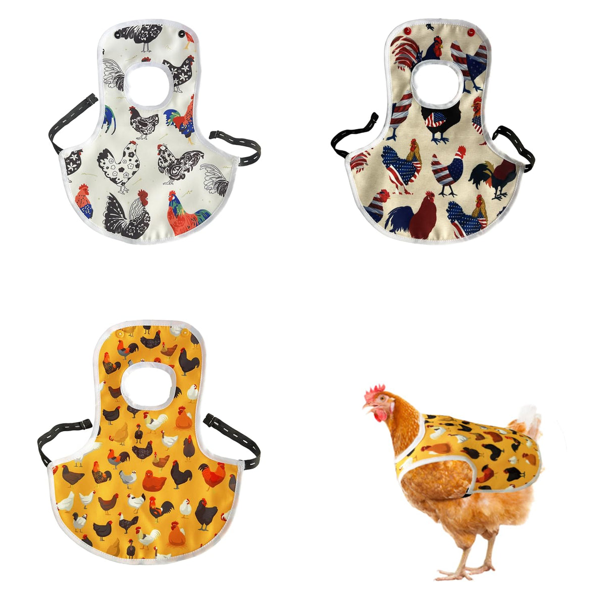 UKJENT chicken saddle back protector shields hens from pecking injuries and supports feather regrowth.