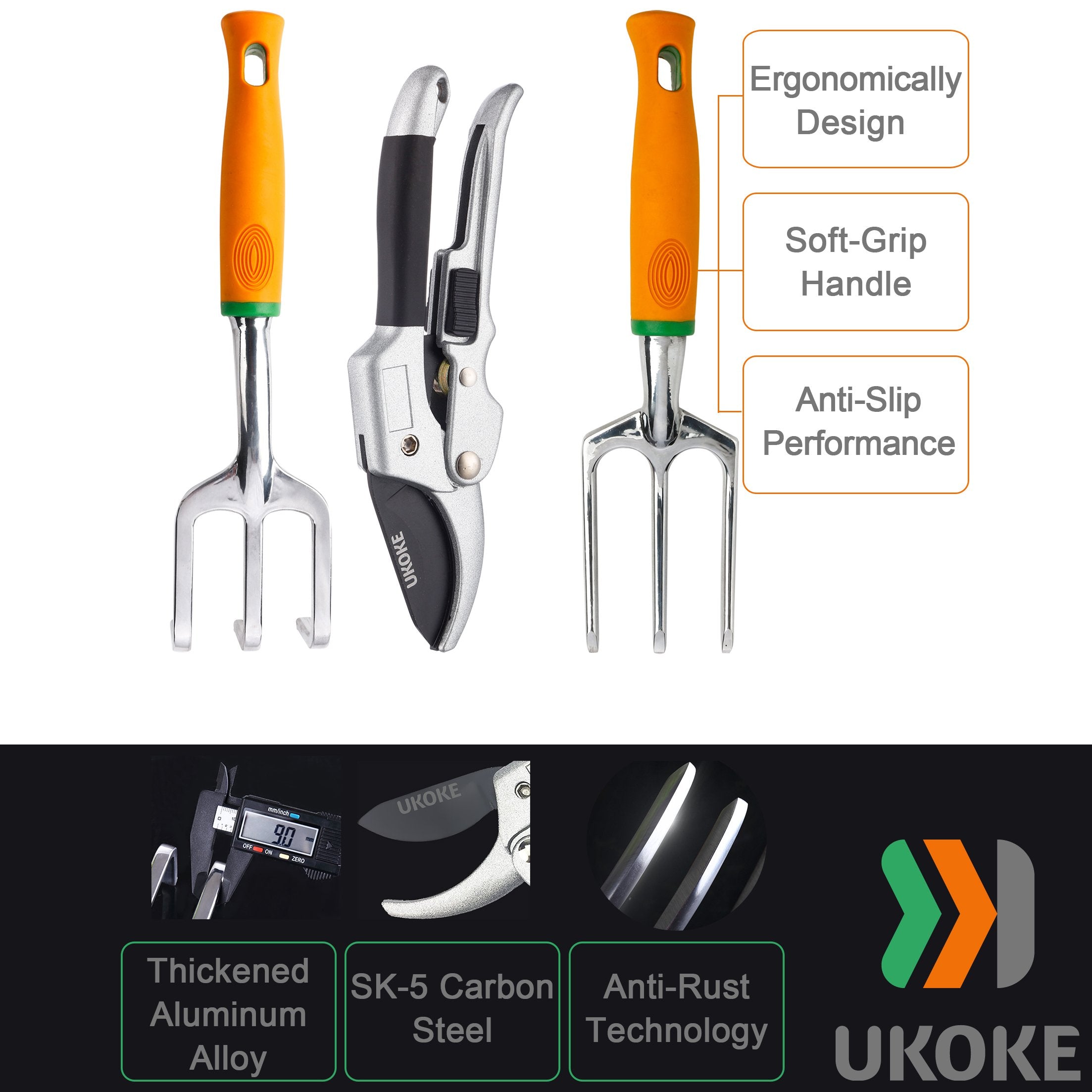 Ukoke high-carbon SK-5 blades delivering lasting sharpness for pruning