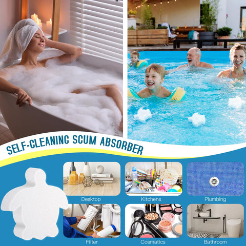Ukulork hot tub scum absorber in use for easy cleaning