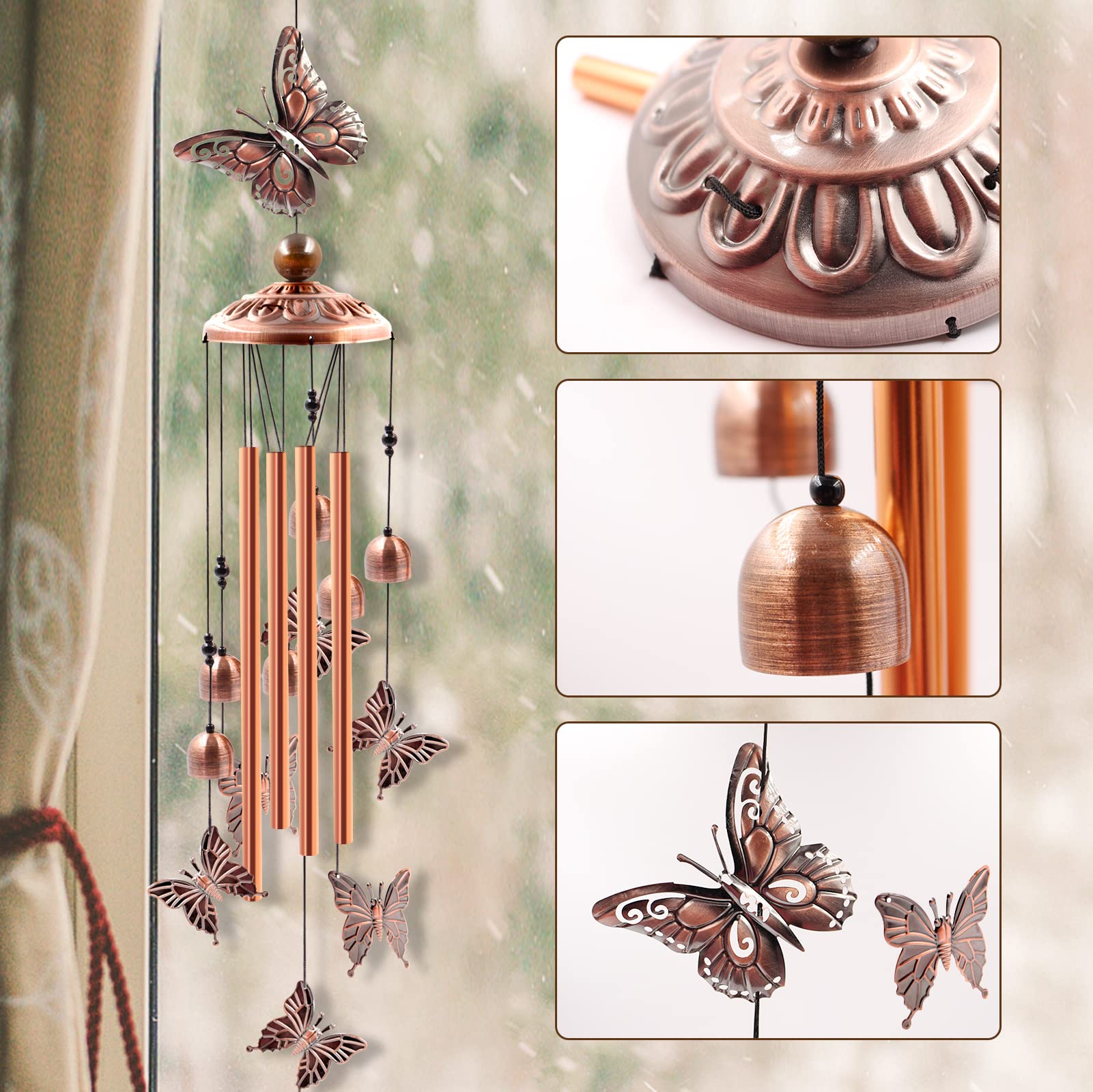 Ukulork butterfly wind chimes with S hook hang easily on walls or hooks.
