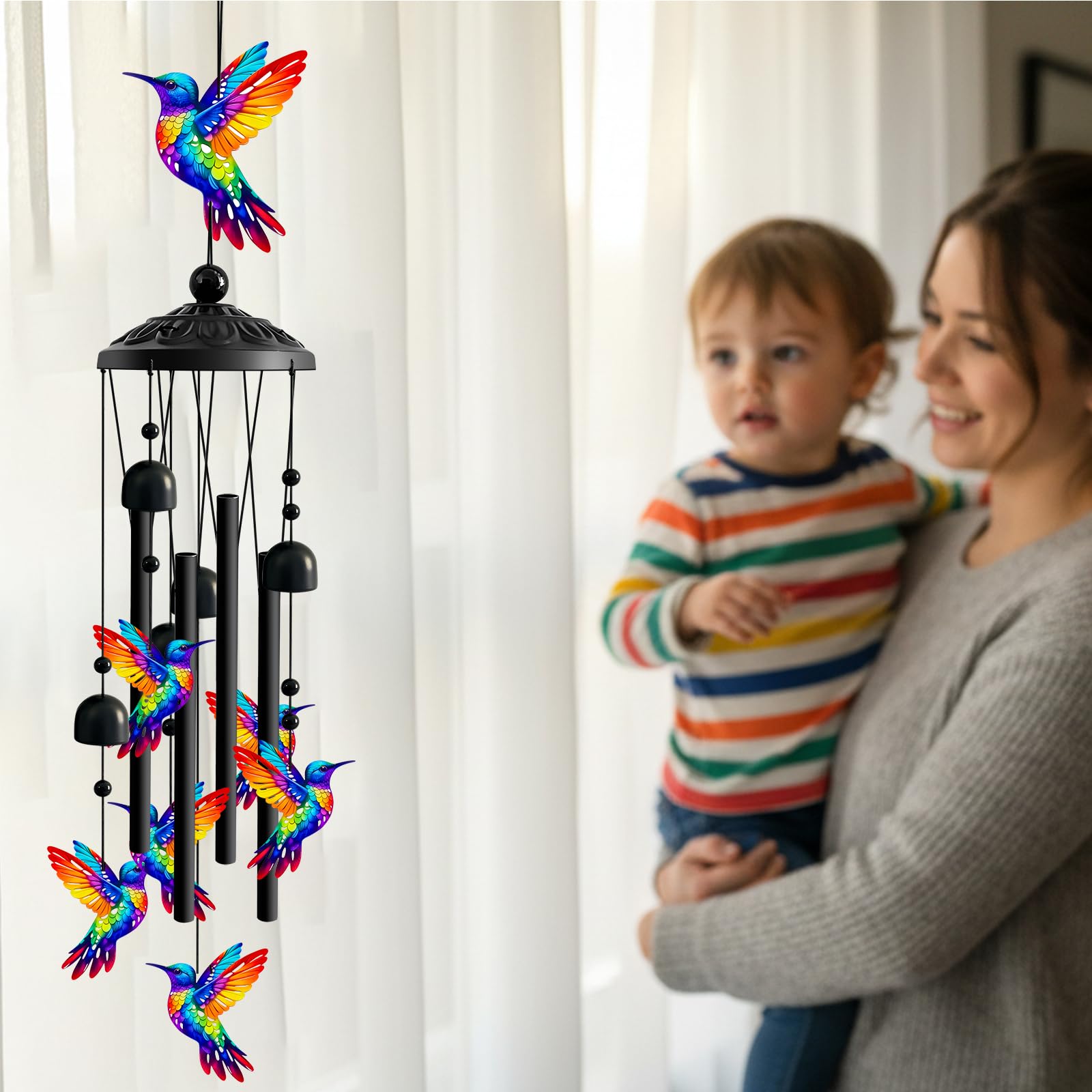 Ukulork windchimes S-hook closeup highlighting durable hardware.