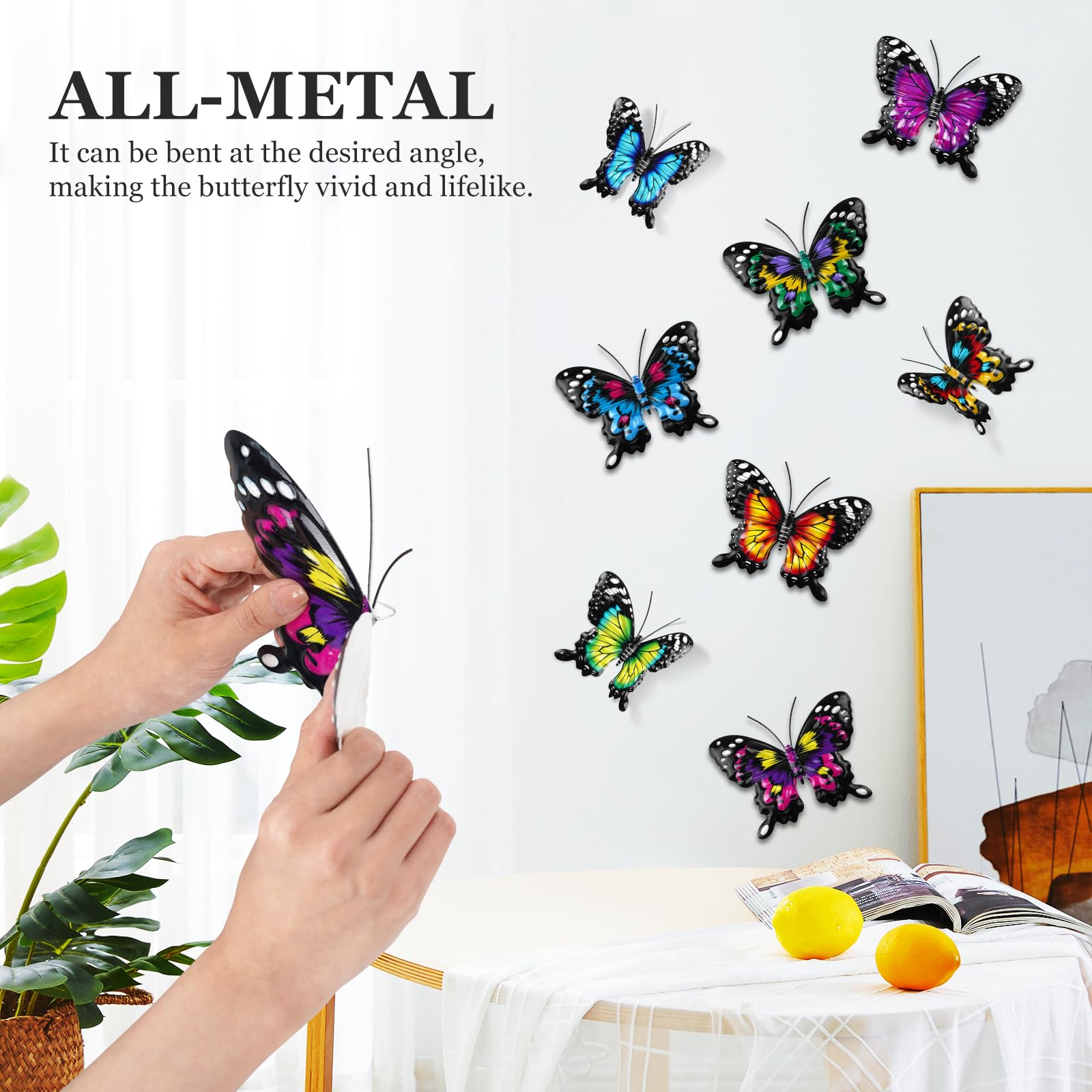 ULENDIS 3D butterfly wall decor for patios, easy to hang with back hooks.