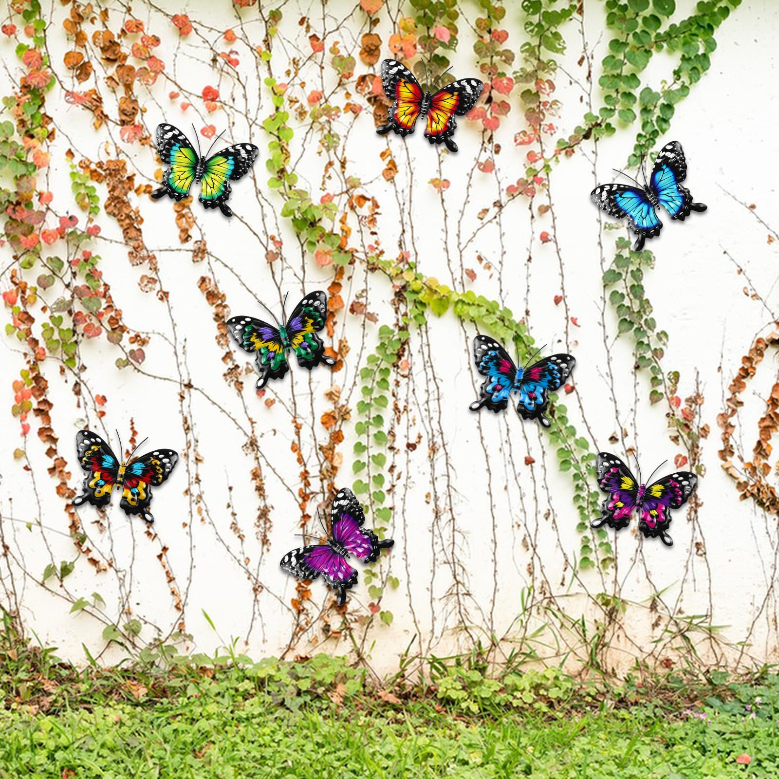 ULENDIS eight-butterfly display for fence or doorways, versatile indoor-outdoor decoration.