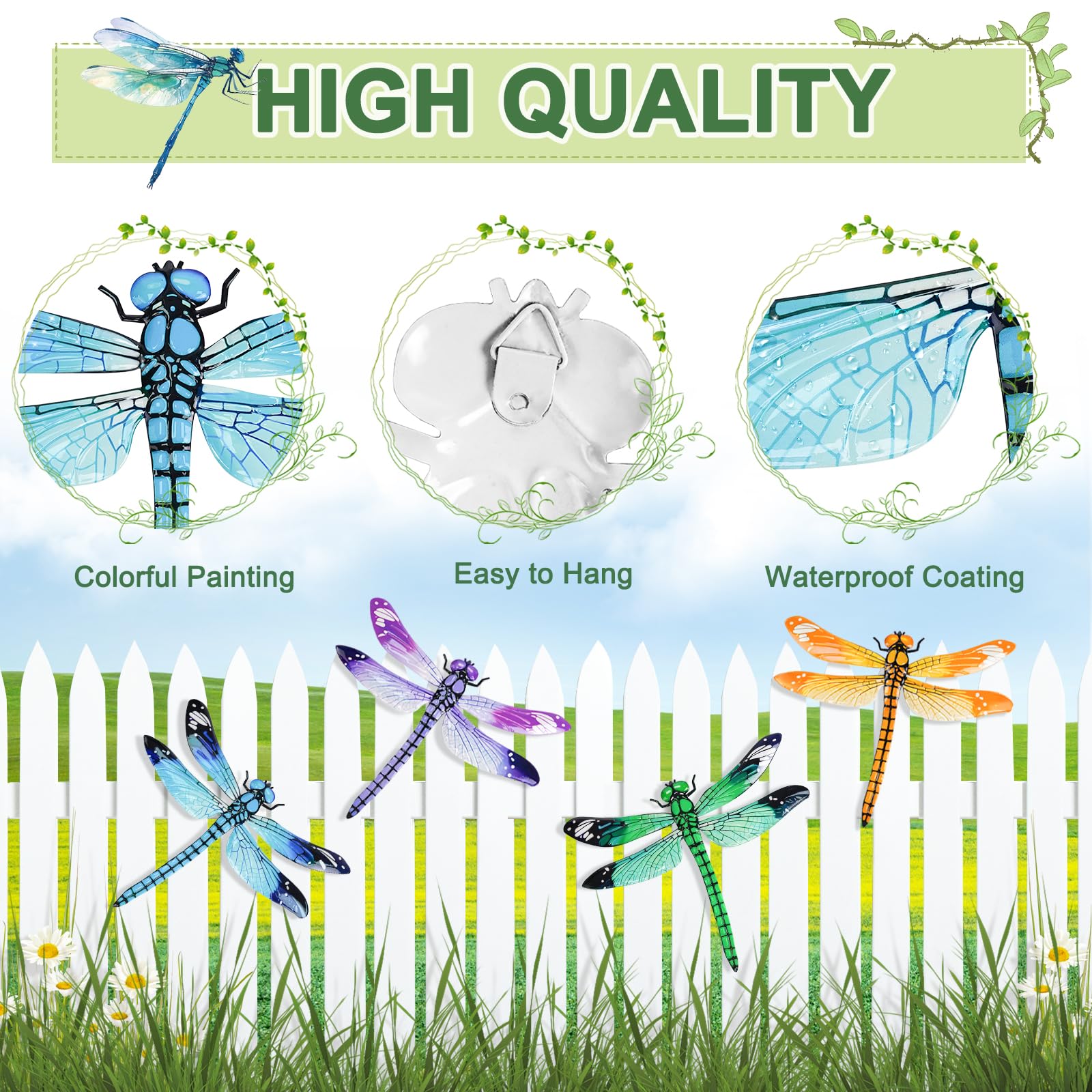 ULENDIS dragonfly wall art close-up wings showing intricate metallic details