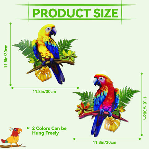 ULENDIS macaw bright color wall art enhances garden and fence appeal.