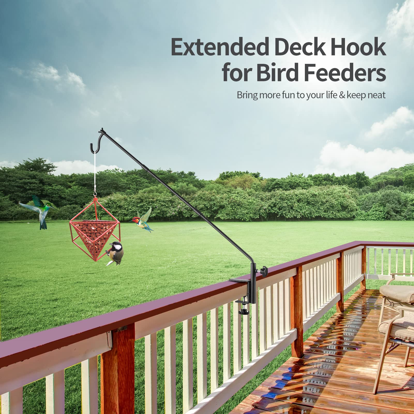 ULIOK deck hook features a 360-degree rotatable arm for flexible placement.