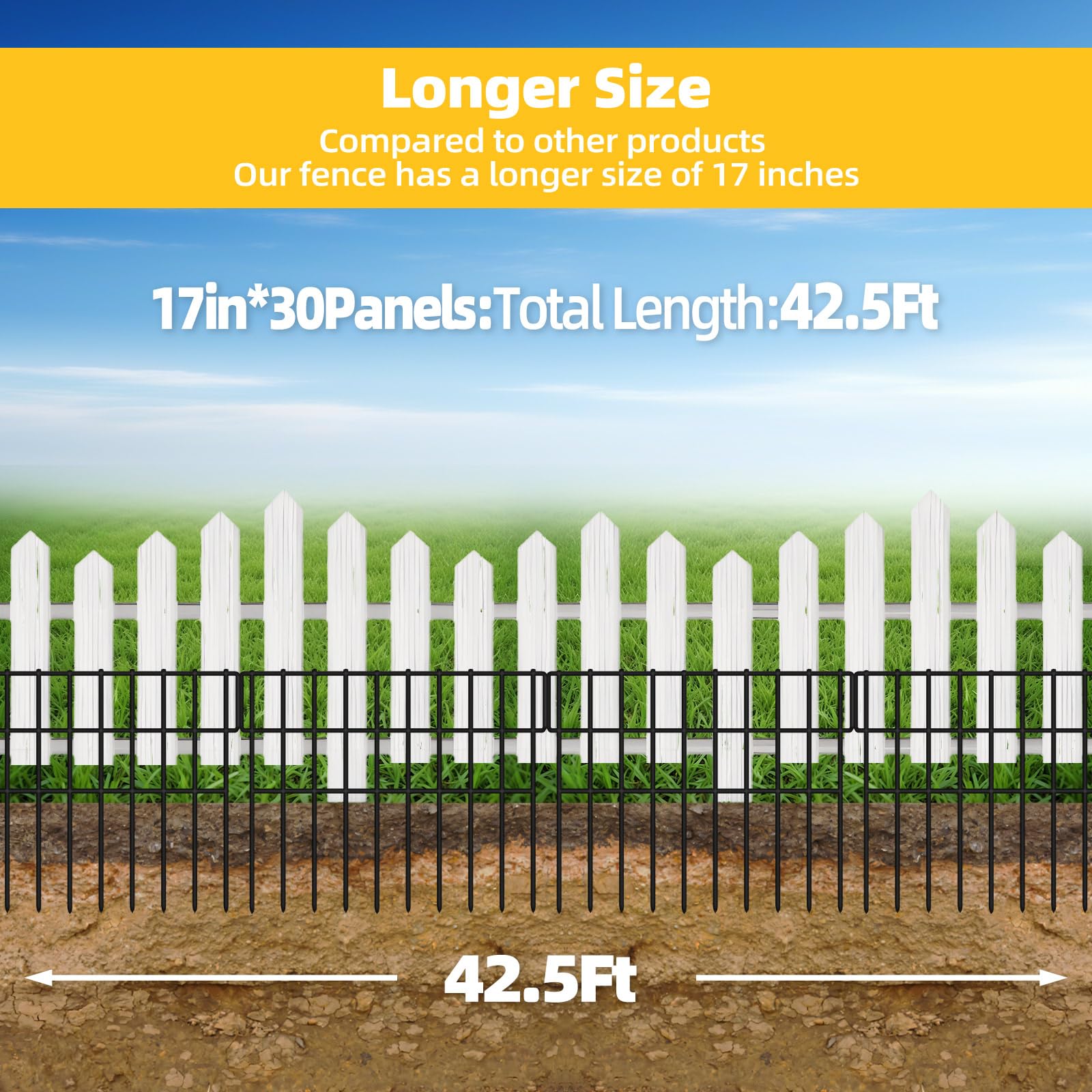 ULIOK 13-inch high, 42.5-foot total garden fence length.