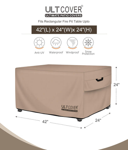 ULTCOVER 600D polyester cover offers durable, waterproof protection for outdoor fire pits.