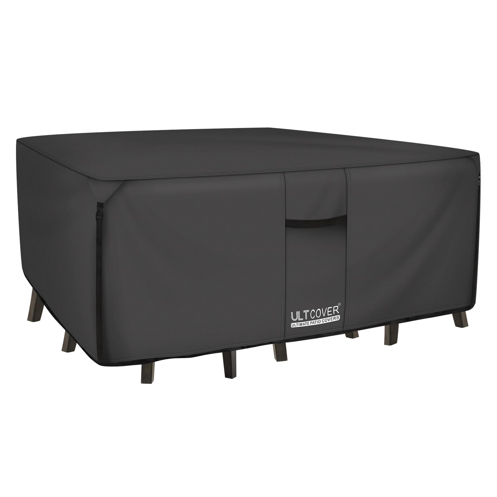 ULTCOVER 600D tough canvas rectangle table cover shields furniture from rain and dust.