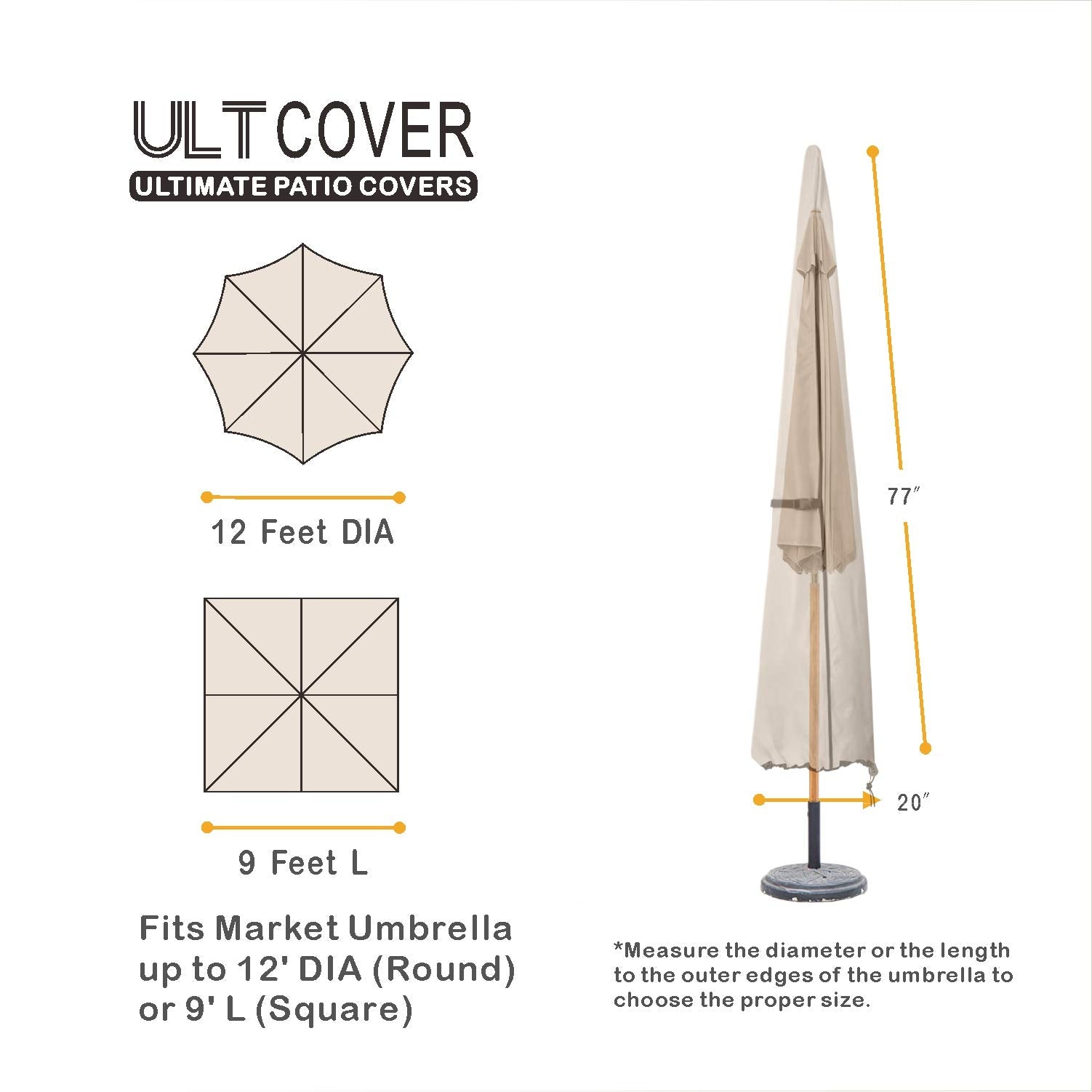 ULTCOVER 600D waterproof material shields umbrella from weather