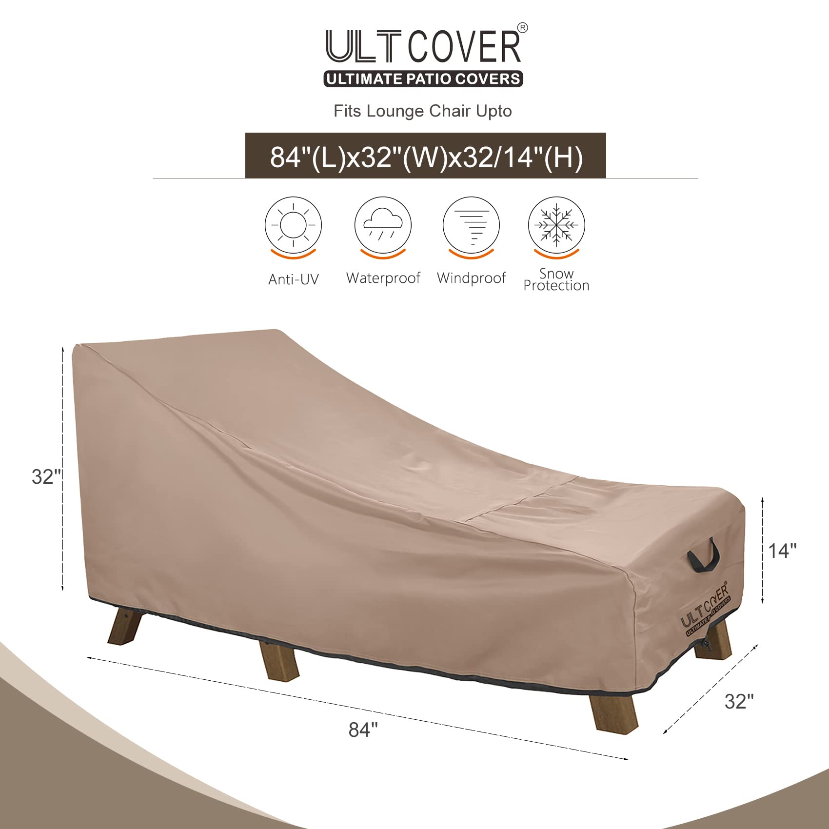 ULTCOVER durable 600D polyester lounge cover withstands harsh weather