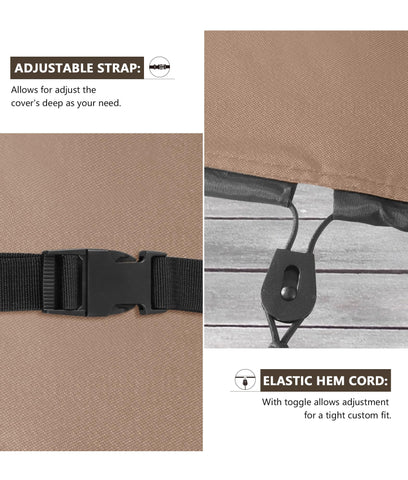 ULTCOVER elastic drawcords secure the cover to wheel legs during wind.