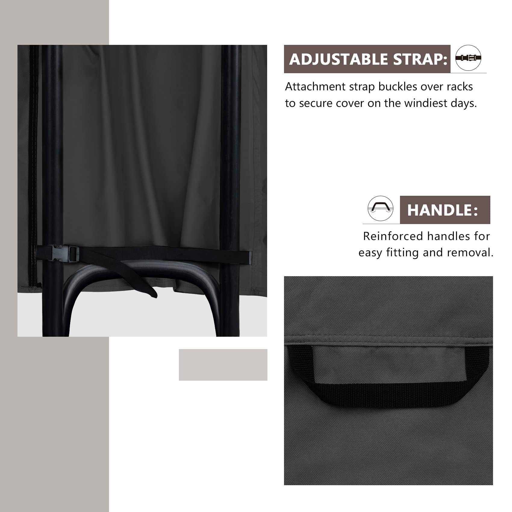 ULTCOVER heavy-duty adjustable buckle strap secures cover during windy weather