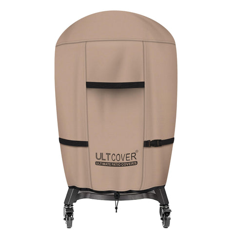 ULTCOVER kamado grill cover on round smoker protects from rain and sun